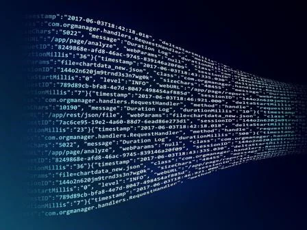 Data and code on screen stretching into distance