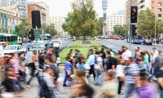 People walking on a busy stree