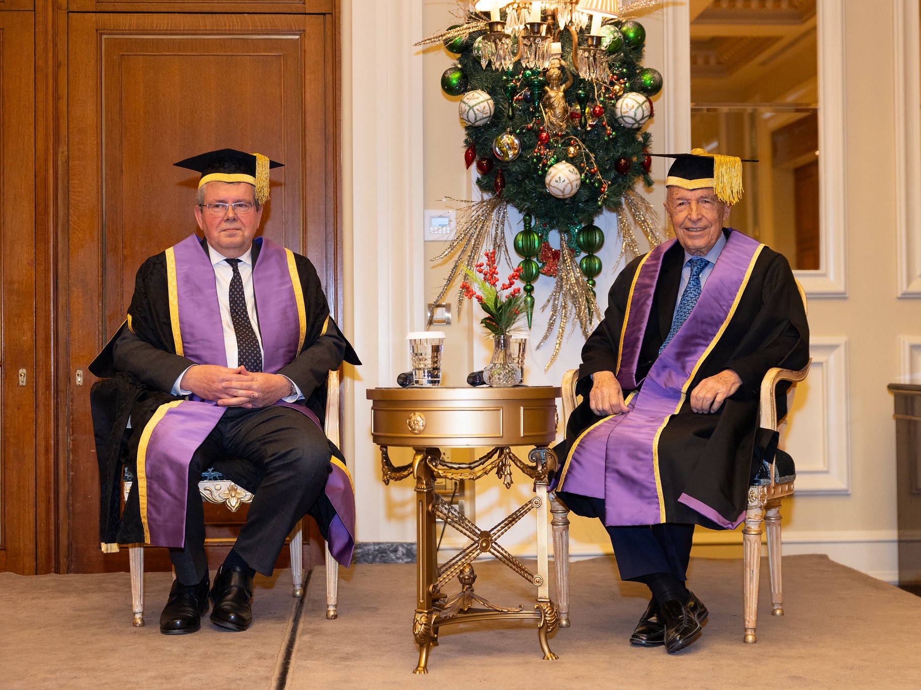Professor Konstantinos Simitis speaking after receiving an Honorary Fellowship 