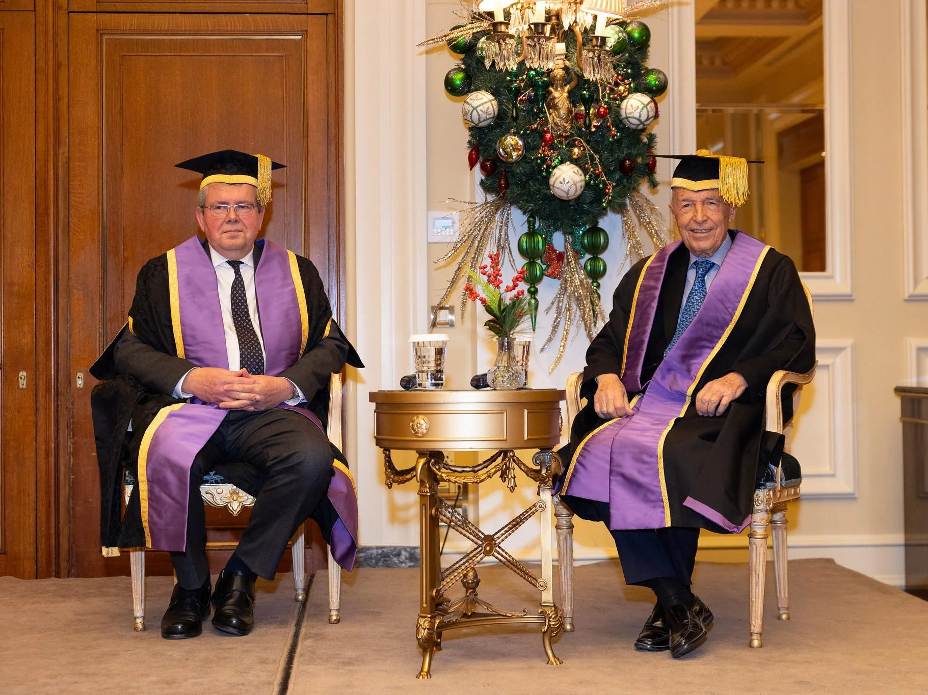 Professor Konstantinos Simitis speaking after receiving an Honorary Fellowship