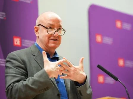 Larry Kramer delivering his inaugural lecture.