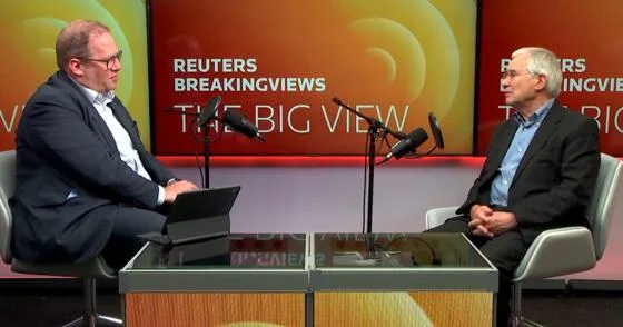 Professor Nicholas Stern sits opposite Peter Thal Larsen in The Big View recording studio