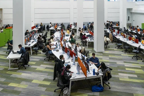 Students working in the LSE Library