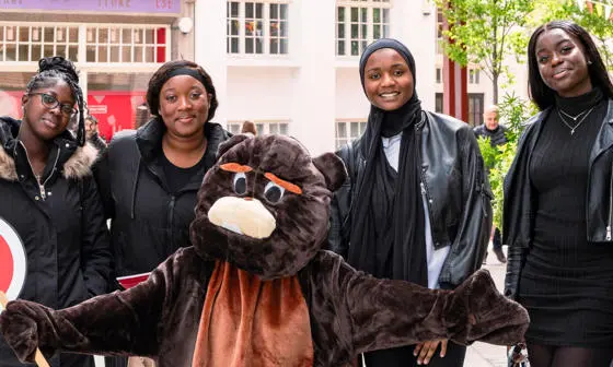 Students posing with our infamous LSE Beaver
