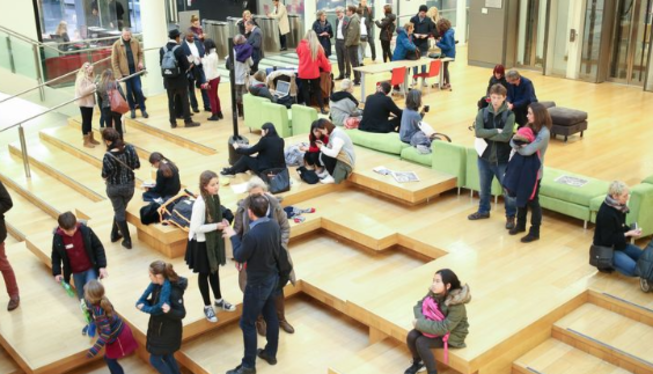 People inside a building