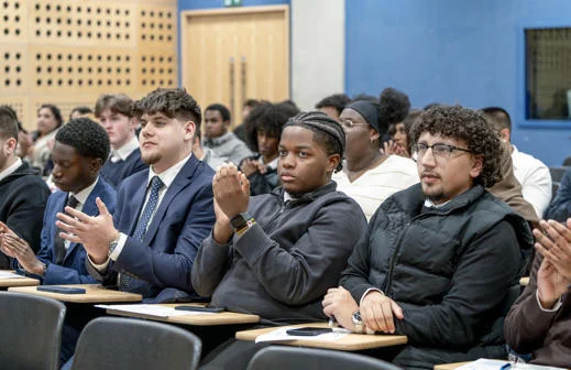 LSE Pathways to Banking and Finance participants sitting in a lecture theatre