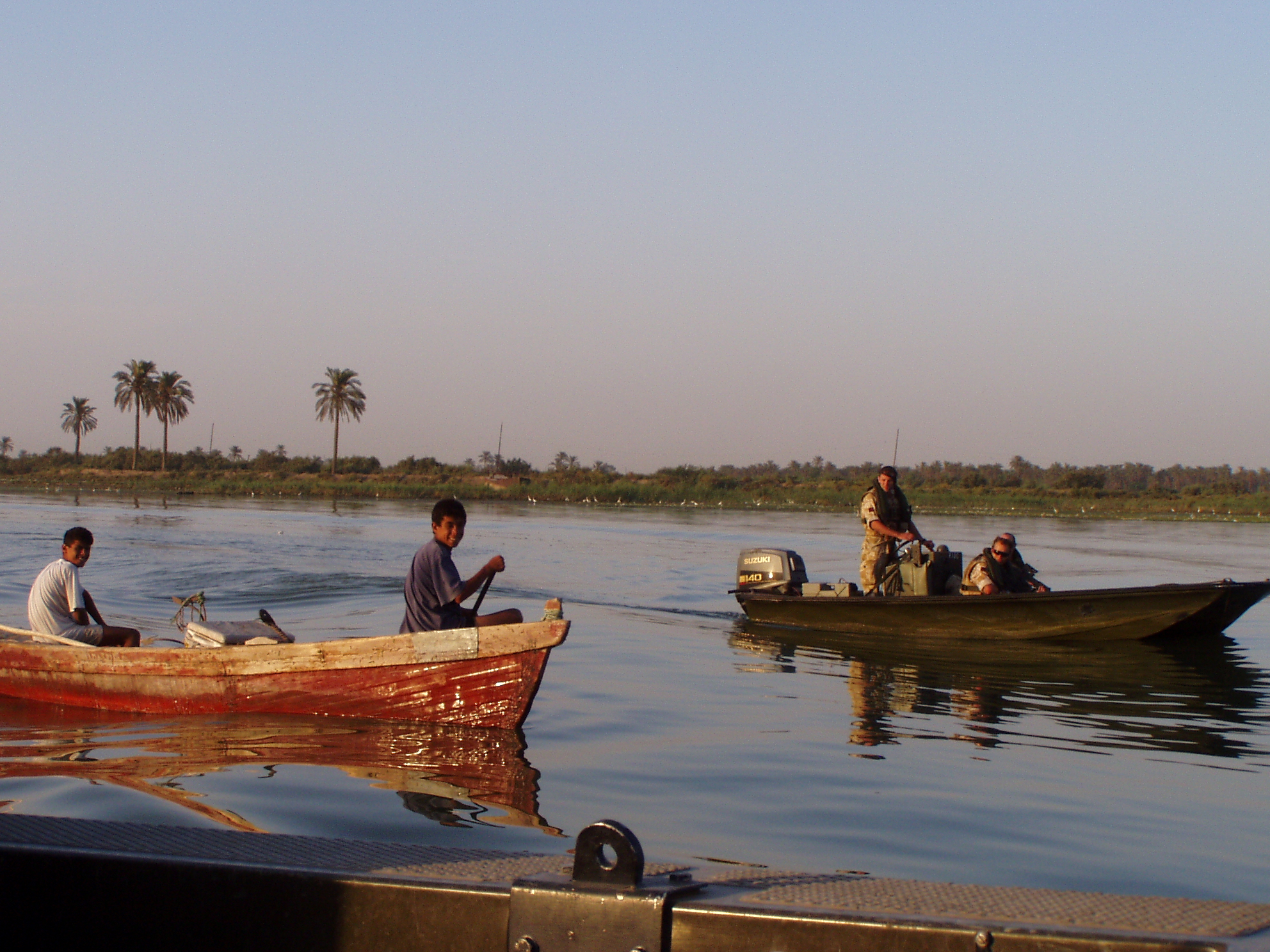 A Royal Engineers Boat Group patrols the Shatt Al Arab waterway in Basra (2006).
