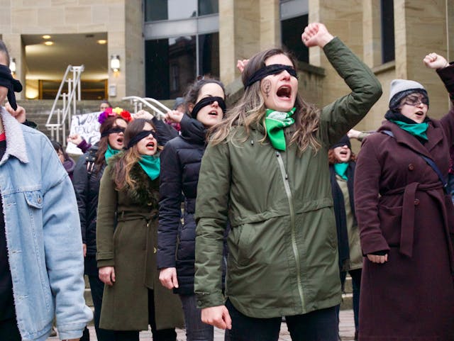 Blindfolded protest