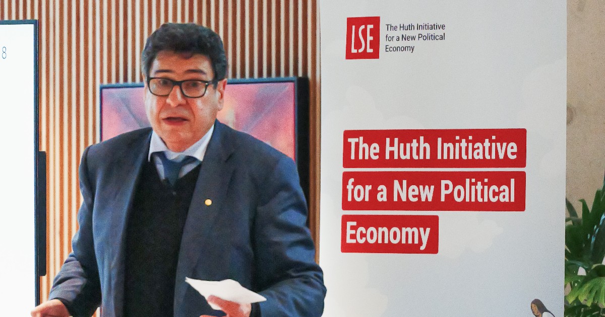 Philippe Aghion speaking at Huth Initiative for a New Political Economy