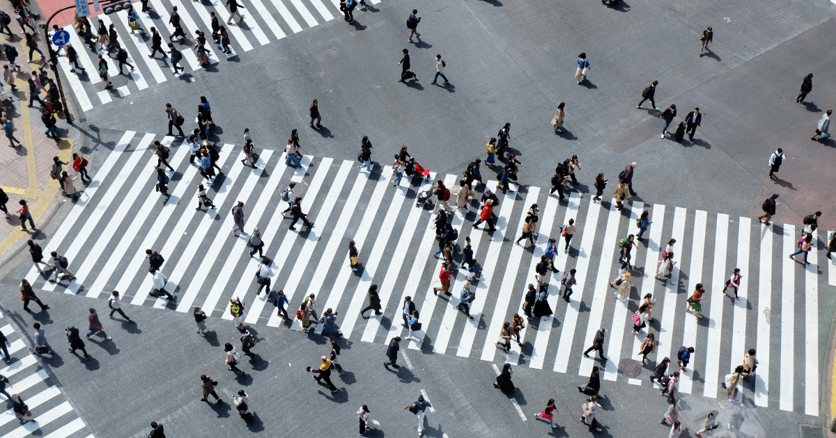 crowd on a crossing