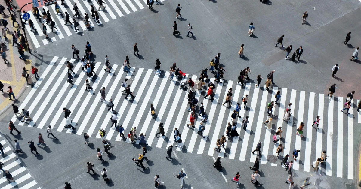 crowd on a crossing