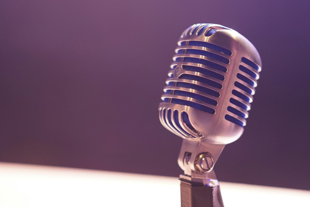 Podcast microphone close up