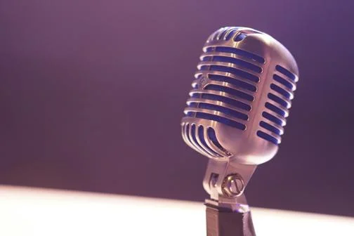 Podcast microphone close up
