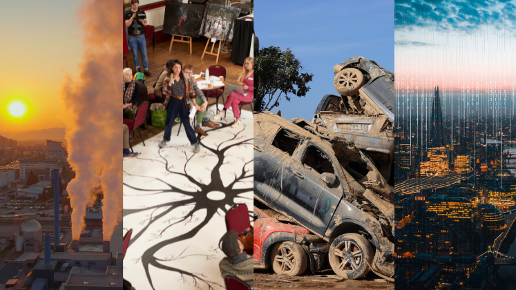 Power plant, civic engagement, destroyed cars, data across London