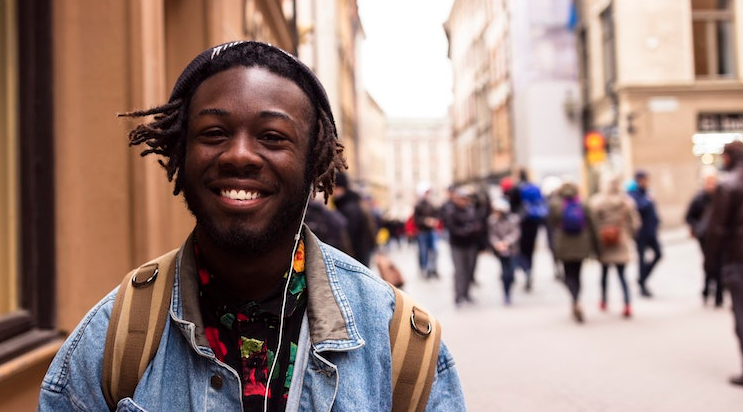student with headphones