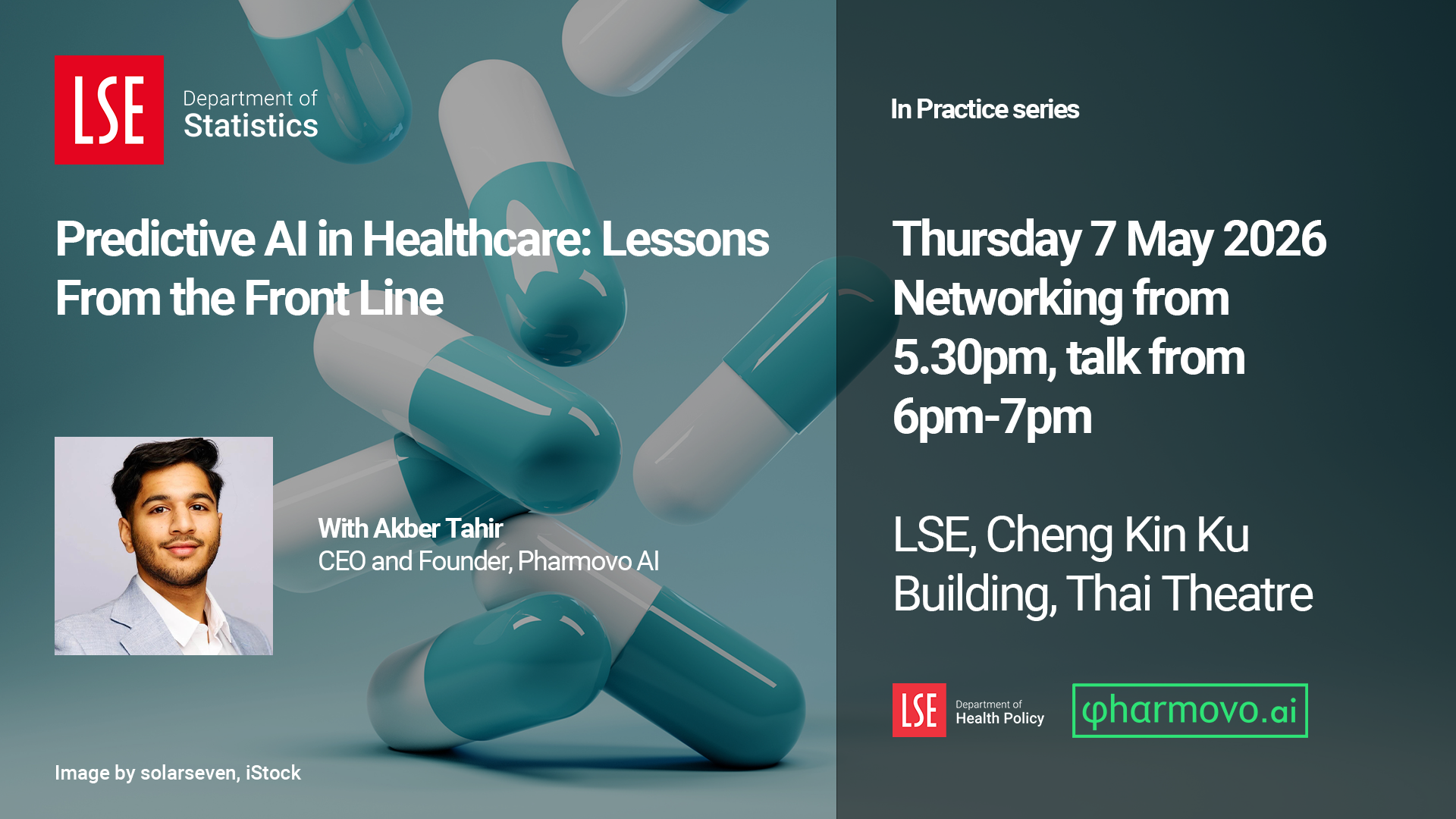 Predictive AI in Healthcare In Practice Graphic with Akber Tahir 