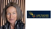 Professor Nicola Lacey and Law Teacher of the Year logo