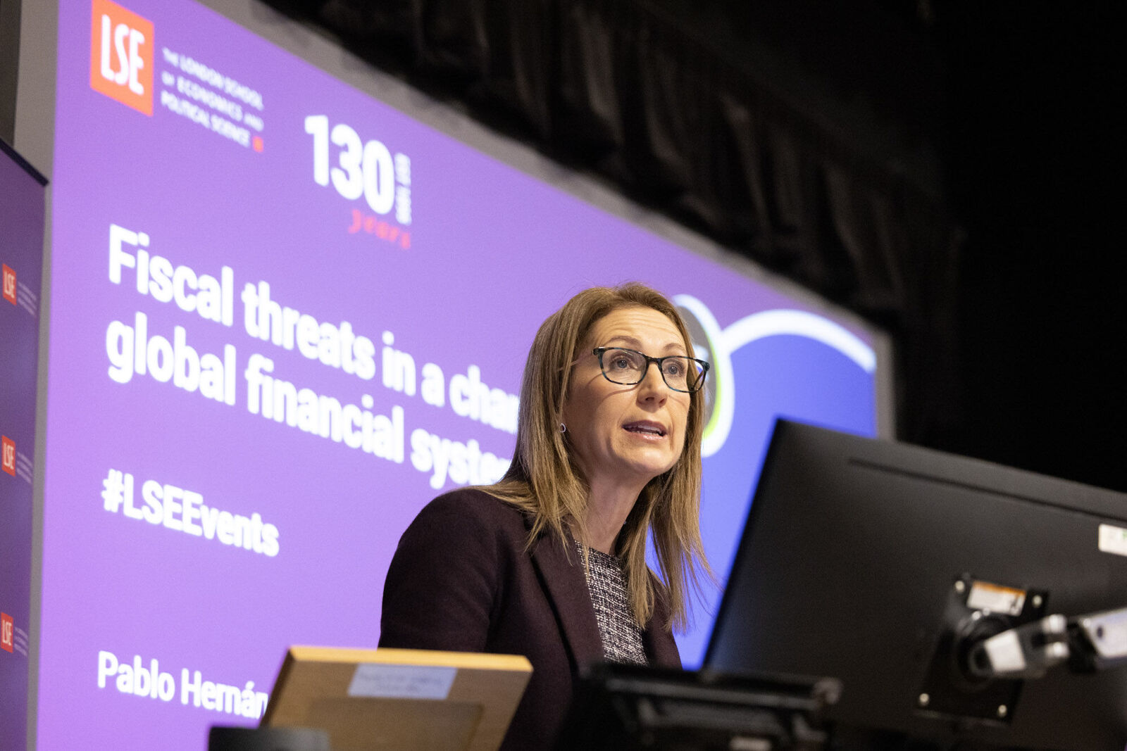 Professor Silvana Tenreyro chairing an event at LSE