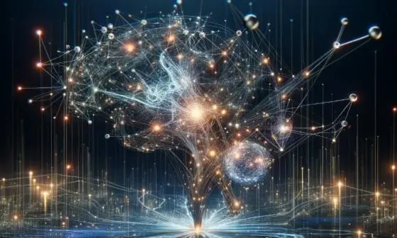 AI generated image of brain made up of nodes of light