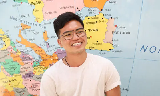 PhD student next to the World Turned Upside Down on the corner of Portugal Street and Sheffield Street