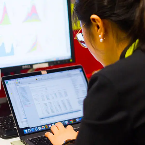 student working on laptop