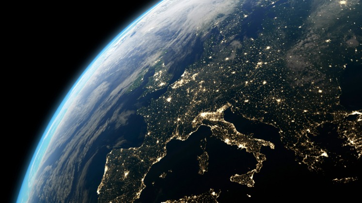 Satellite image of Europe from space 