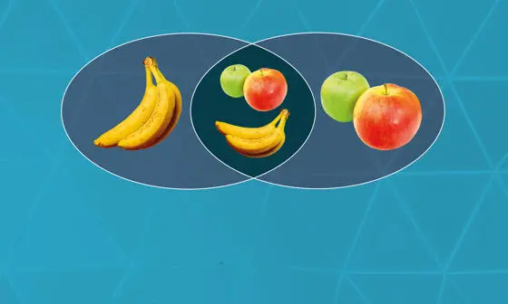 A venn diagram with fruit.