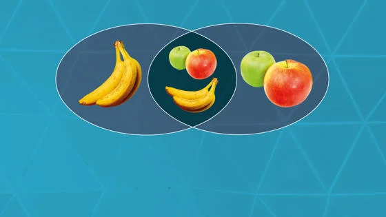 A venn diagram with fruit.