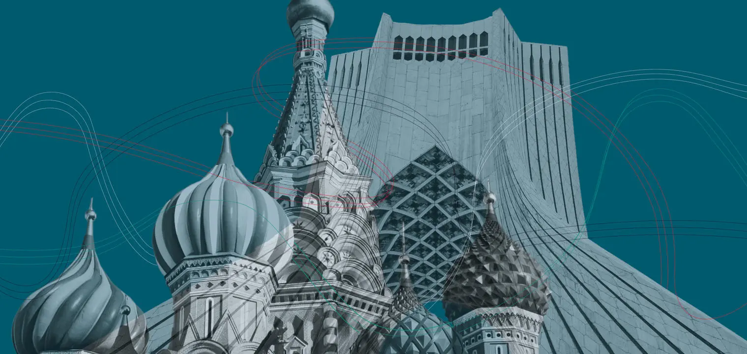 The Kremlin positioned next to the Azadi tower.