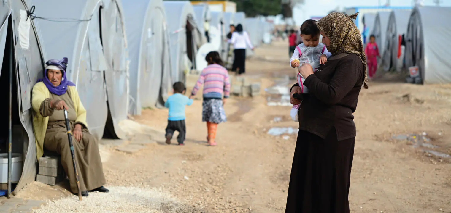 Syrian people in refugee camp in Surut