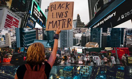 Black lives matter with urban building scenes