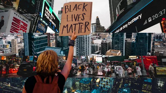 Black lives matter with urban building scenes
