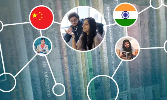 Images showing teaching in China and India