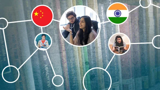 Images showing teaching in China and India