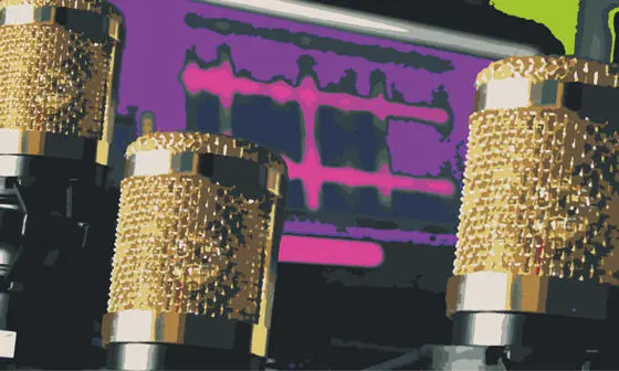 Microphones in a music recording studio