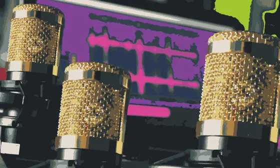 Microphones in a music recording studio