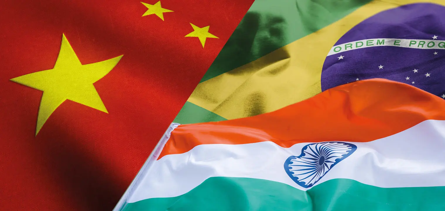 Flags of countries that are rising in power