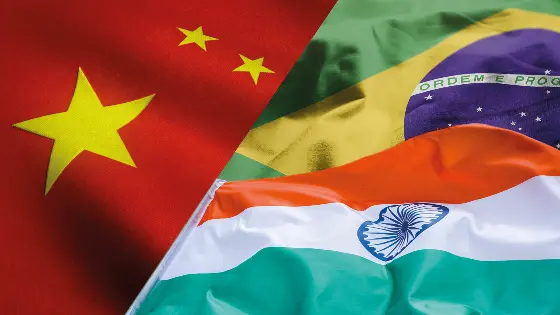 Flags of countries that are rising in power