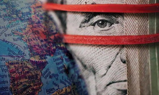Montage of a map and a face