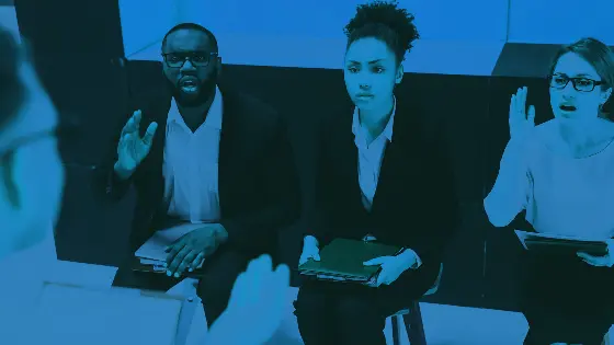 A jury deliberating a verdict