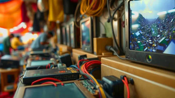 electronics in repair shop