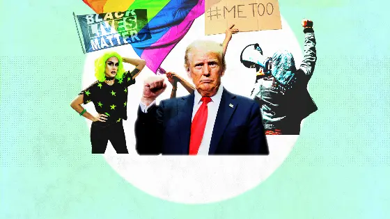 Trump and protestors