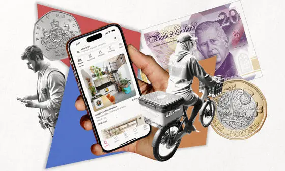 Smart phone, cyclist, money and a man using the phone