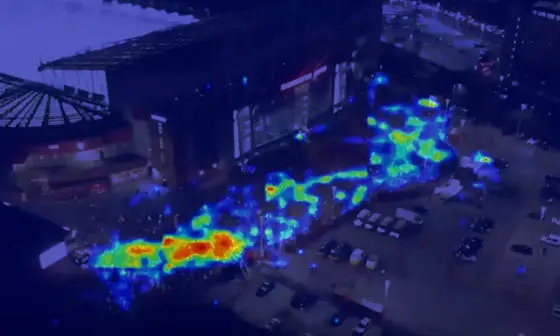 A heatmap of a football stadium