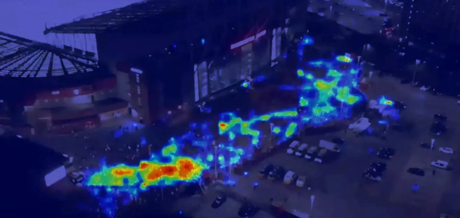 A heatmap of a football stadium