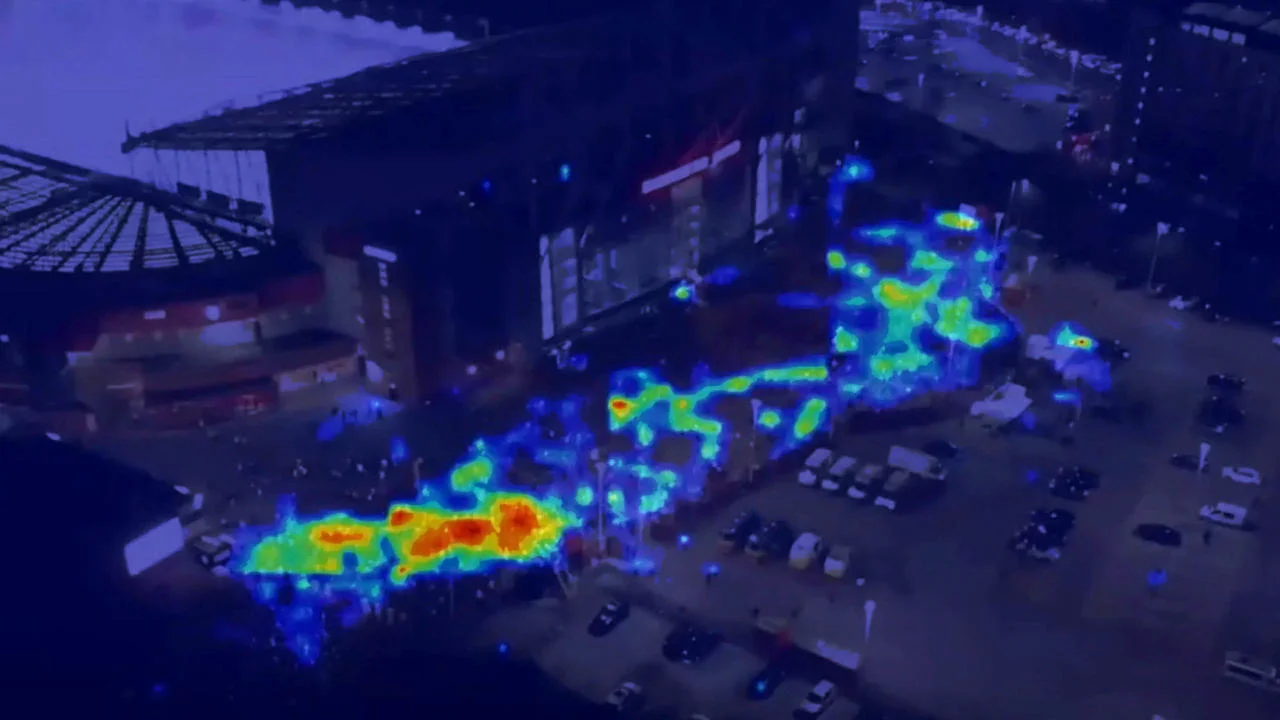 A heatmap of a football stadium