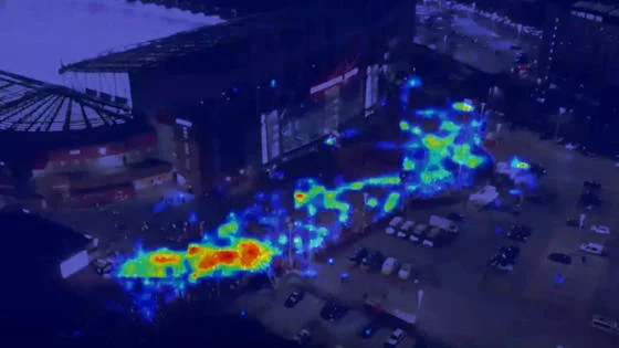 A heatmap of a football stadium