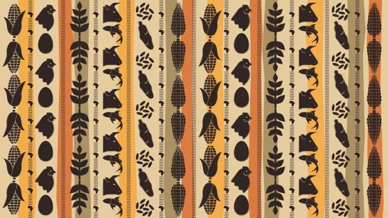 African style cloth with pictures of the food Africa exports
