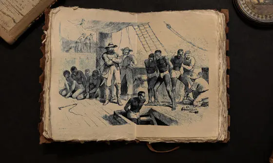 Illustration of a slave ship in an old book