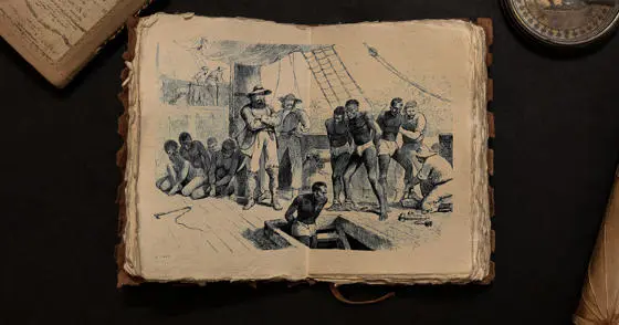 Illustration of a slave ship in an old book